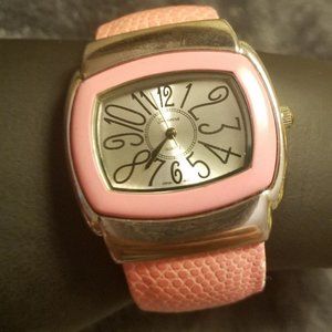80s Pink Snake skin Geneva cuff watch
